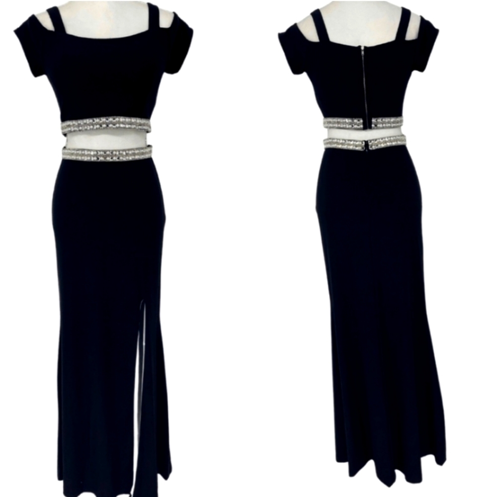 Wendye Chaitin Black & White Beaded Jeweled 2-piece Evening Gown Small, 3, 4
